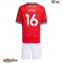 Camiseta Manchester United Amad Diallo #16 Primera Equipación para niños 2025-26 manga corta (+ pantalones cortos)